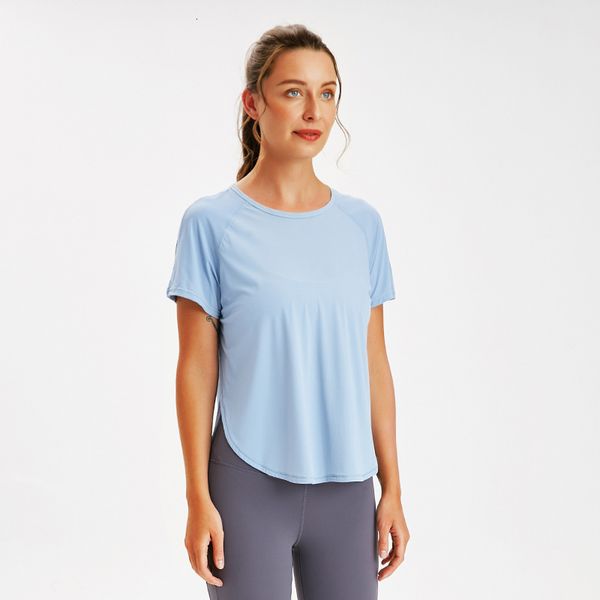 

l-03 sports short-sleeved gym clothes women loose fit shirt quick-drying breathable fitness casual t-shirt yoga top, White