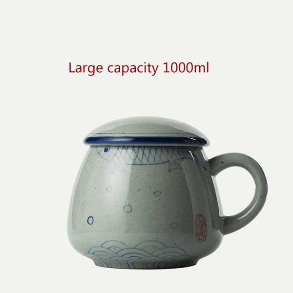 

mugs 1000ml large capacity mug ceramic tea cup with lid creative office home retro handmade depicting porcelain