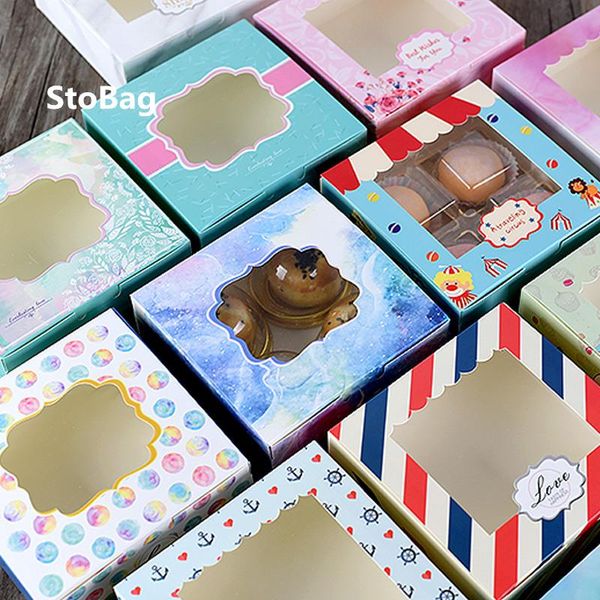

gift wrap stobag 5pcs for you donut egg tart baking packing box candy chocolate with transparent window birthday party