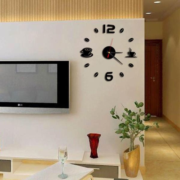 

wall clocks fashion clock watch 3d horloge diy acrylic mirror sticker reloj de pared home decor living room display time