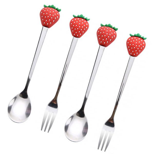 

chic fruit shaped fork spoon stainless steel tableware eating accessories forks