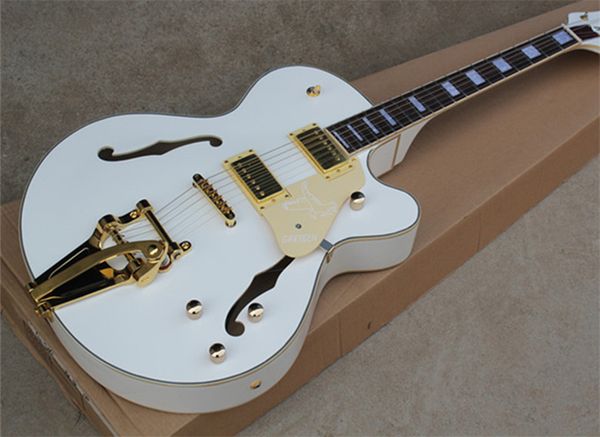 

g6120 white falcon semi hollow body jazz electric guitar rosewood fingerboard double f hole bigs tremolo factory custom
