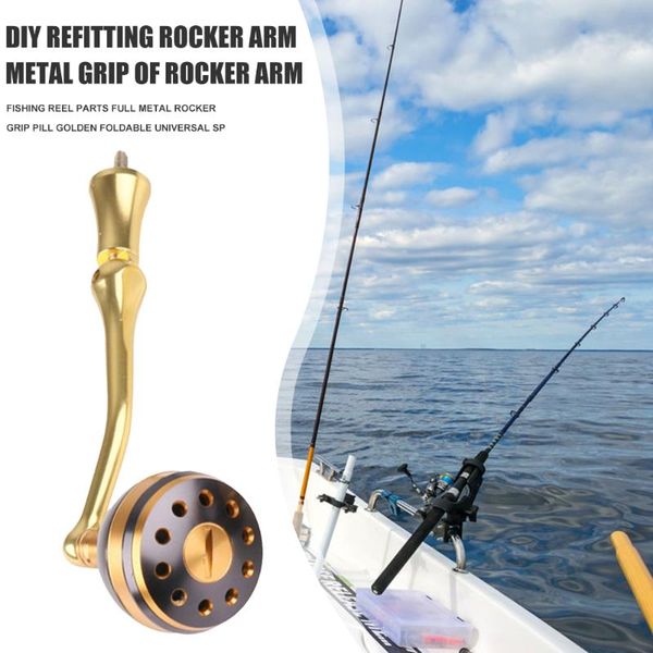

metal fishing reels diy handle rocker grip spinning wheel tackle outdoor portable easy carrying baitcasting