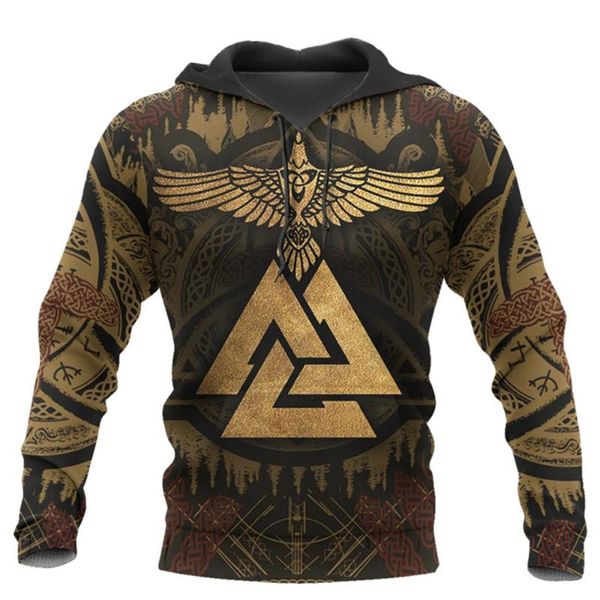 

men's hoodies & sweatshirts beautiful viking symbol tattoo 3d printed spring hoodie sweatshirt pullover casual tracksuit loose jackex, Black