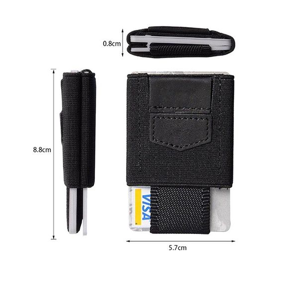 

slim wallet 15 card holders for men&women elastic belt fixed front pocket package cash coins keys, Brown;gray