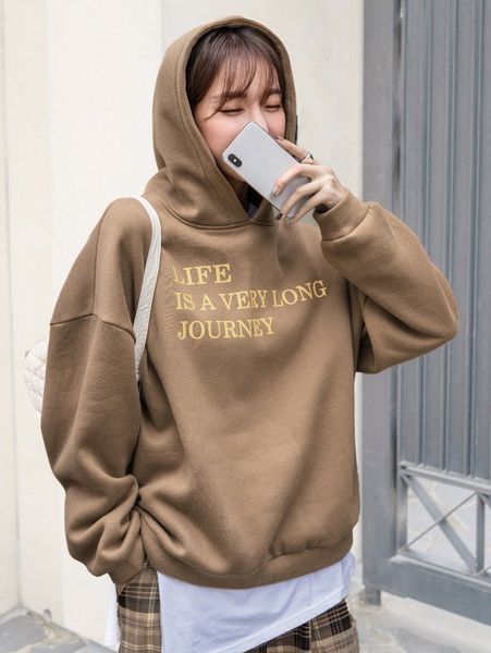 

dazy slogan graphic drop shoulder thermal lined sweatshirt v5ou#, White;black