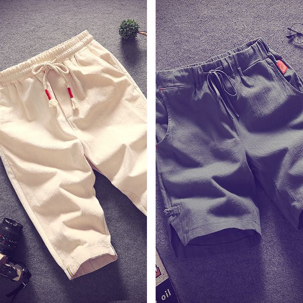 

a 828 seven minutes of pants in the summer of 2021 cotton shorts loose 7 six points 5 minutes of pants thin fashion casual pants, Blue