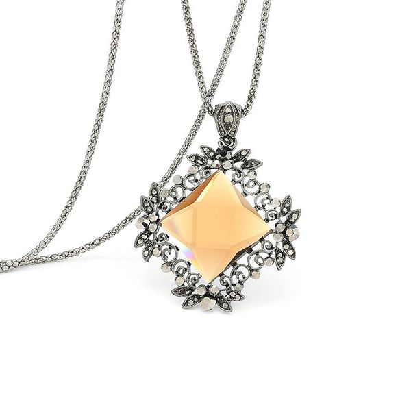 

pendants statement square necklace women blue black crystal necklaces alloy link chain fashion jewelry for ladies vp603