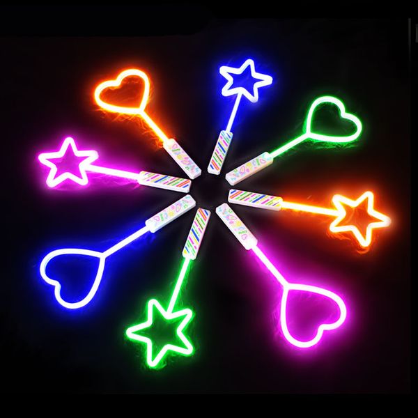 

led light sticks large size star & heart shape flashing stick neon light glow toys