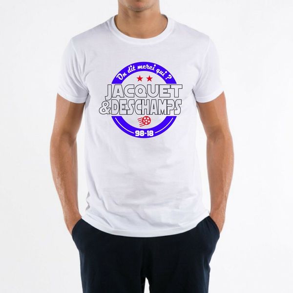 

mens t-shirt world cup 98-18 one says thank you who jacquet & deschamps, White;black