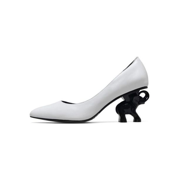 

dress shoes olome womens vintage pointed toe leather pumps strange high elephant heels party black white luxury