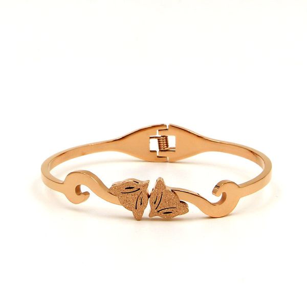 

h5-403 korean frosted double fox spring open fashion girl versatile accessories titanium steel bracelet gift, Silver
