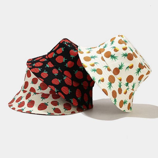 

fashion new lovely fruit pineapple strawberry fisherman's hat men's and women's street leisure sunscreen sun hat versatile ba