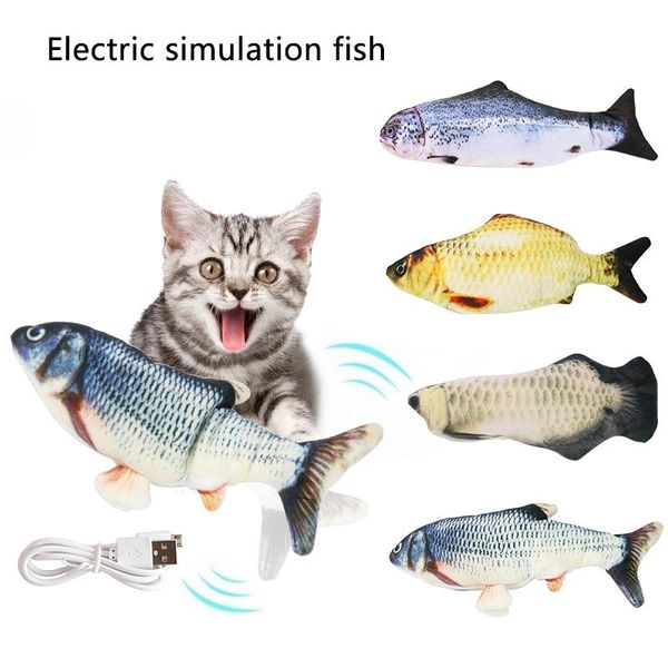 

cat toys fun electric fish-shaped plush kids toy wagging fish simulation catnip chew biting supplies charged