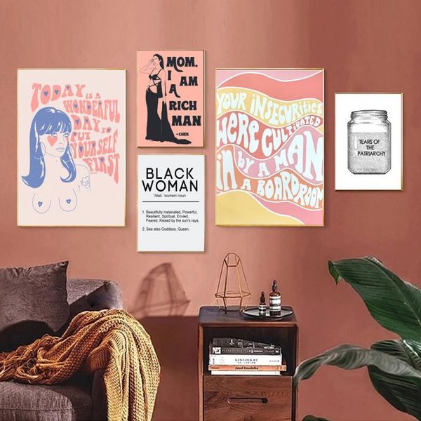 

paintings feminist painting wall art canvas prints modern black woman definition pictures living room bedroom home decor poster