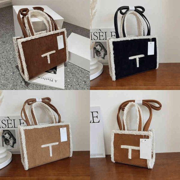 

shopping bag tote handbags brand winter fluffy large logo capacity designer luxury female womens purses soft fur plush 1222