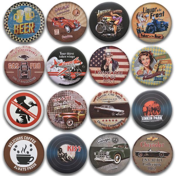 

round retro plaque nostalgia plate tin sign shabby chic home man cave cafe bar pub signboard wall decor metal signs 30 x 30 cm