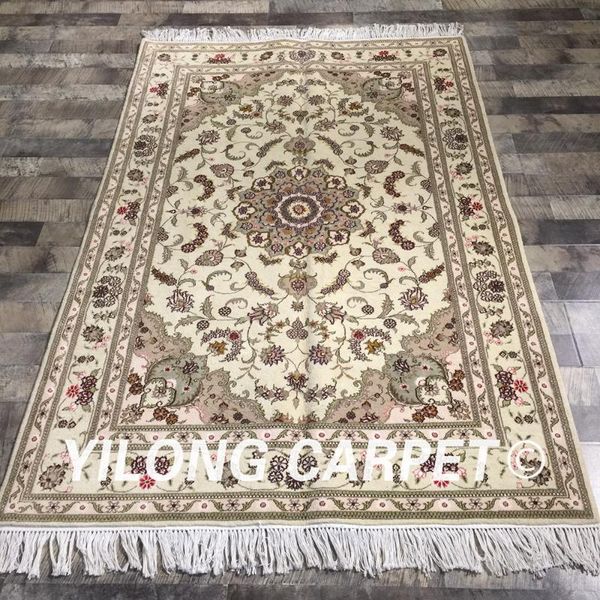 

carpets yilong 4'x6' green tradition wool silk rug thin soft exquisite oriental turkish carpet (wy2117s4x6)