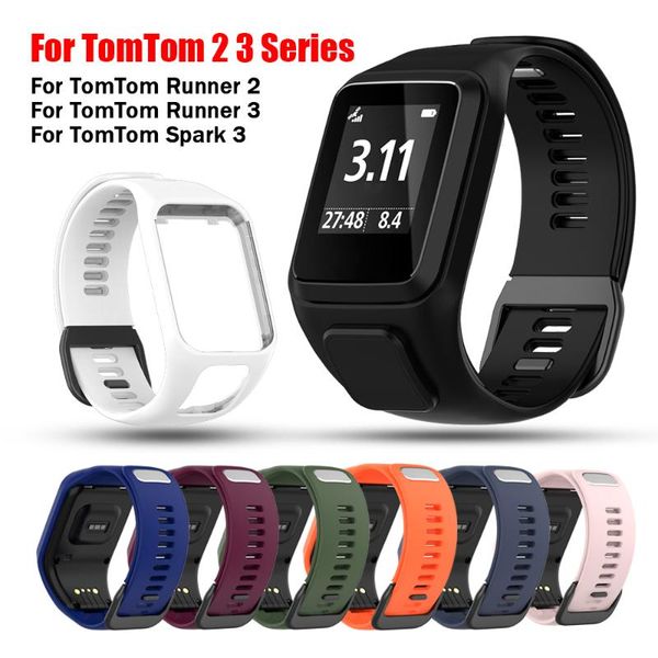 

watch bands silicone replacement wrist band strap for tomtom runer 2/3/2 cardio/spark 3 sport 2 series accessories, Black;brown
