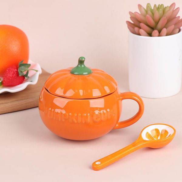 

creative ceramic mugs with lid handmade coffee cups pumpkin shaped tea cup