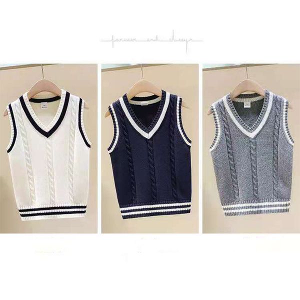 

children's fashion casual warm knitted sweater vest, Black;white
