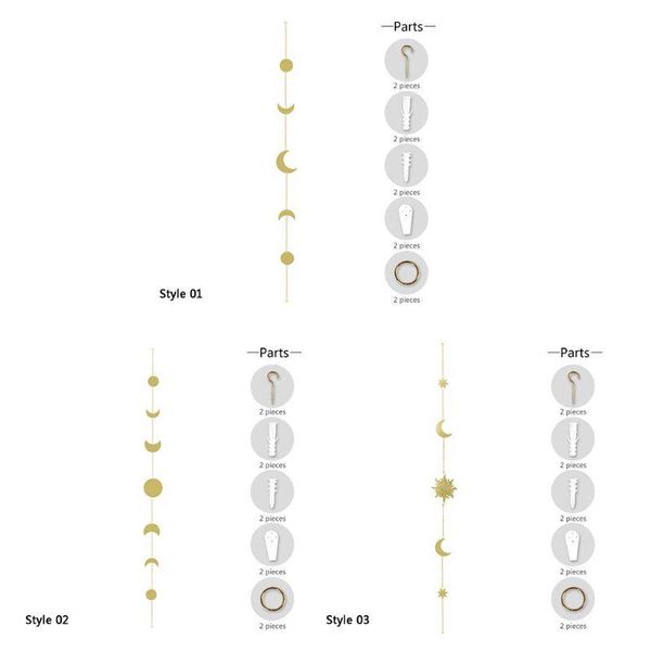 

moon phase garland chains celestial boho shining wall hanging decor home office q9qf decorative objects & figurines