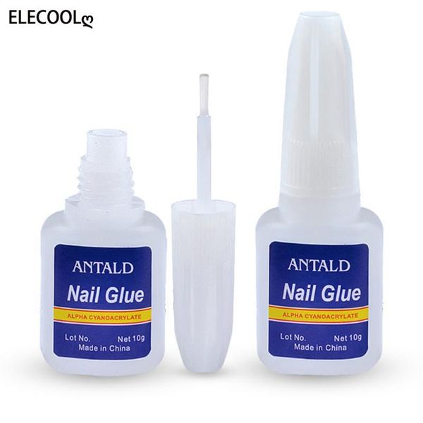 

nail gel elecool 1 pcs 10g false tips glue art decoration with brush for stickers and decals manicure tool, Red;pink