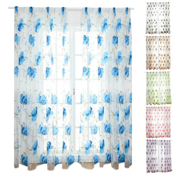 

romantic tulle curtain window screening with flower decoration for living room g10 & drapes