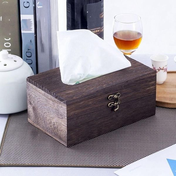 

retro bamboo tissue box for home office deskwooden paper towel el napkin wood holder household type canister boxes & napkins