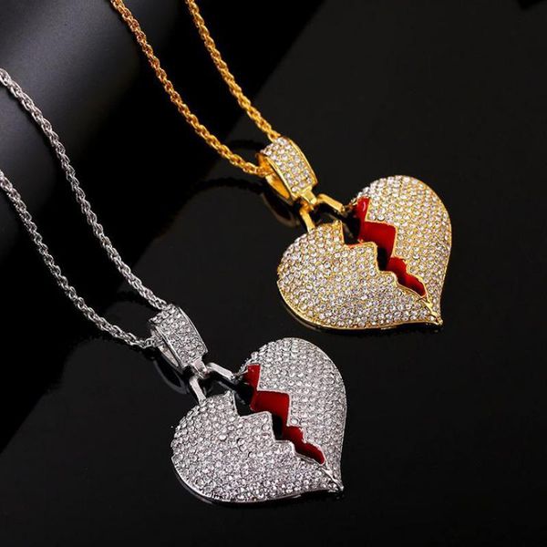 

pendant necklaces cracked heart necklace choker full crystal broken for women men jewelry & pendants charms jewellery, Silver