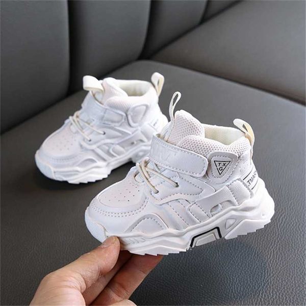 AOGT Sonbahar Bebek Kız Erkek Toddler Ayakkabı Bebek Rahat Yürürdü Yumuşak Alt Rahat Çocuk Sneakers Siyah Beyaz 211022