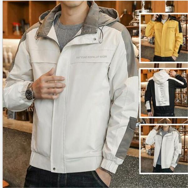 

men's jackets 2021 spring autumn jacket casual hooded slim handsome baseball uniform clothes coat outerwear, Black;brown