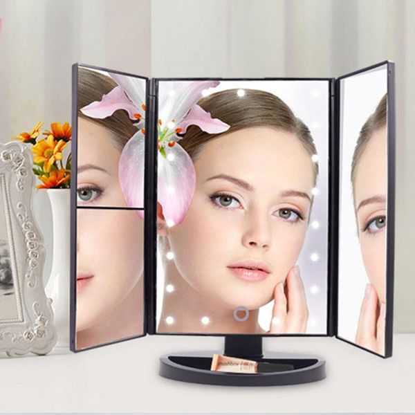 

mirrors makeup mirror beauty tableusb three-fold smart touch 22 led light magic