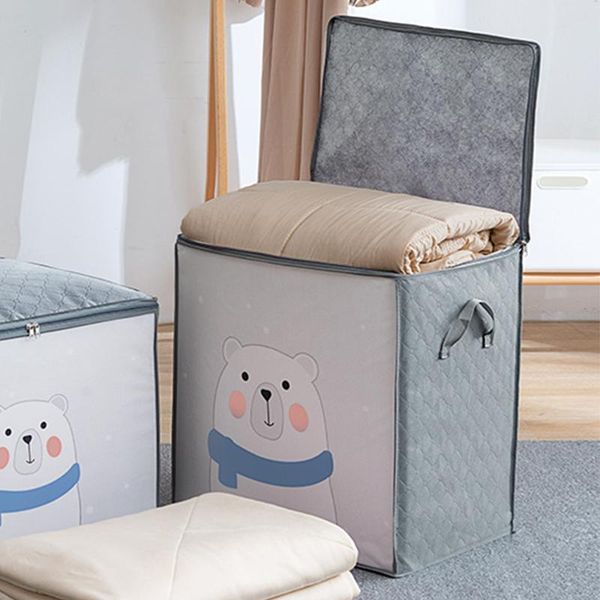 

storage bags thickened cartoon non-woven cotton quilt bag clothing large size moving and finishing dust-proof clothes pack