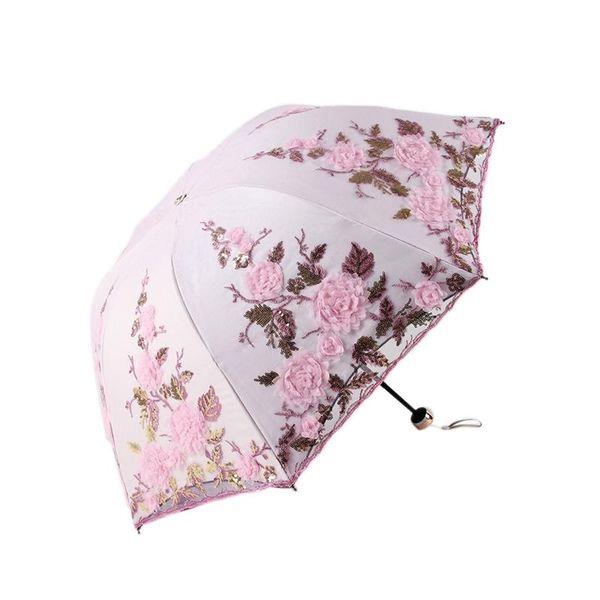 

umbrellas folding flower umbrella women three customized lace parasol decoration