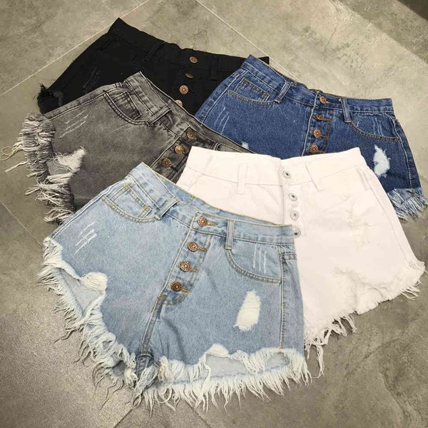 

women's shorts spring and summer korean large size high waist wide leg pants with rough edge for women, White;black