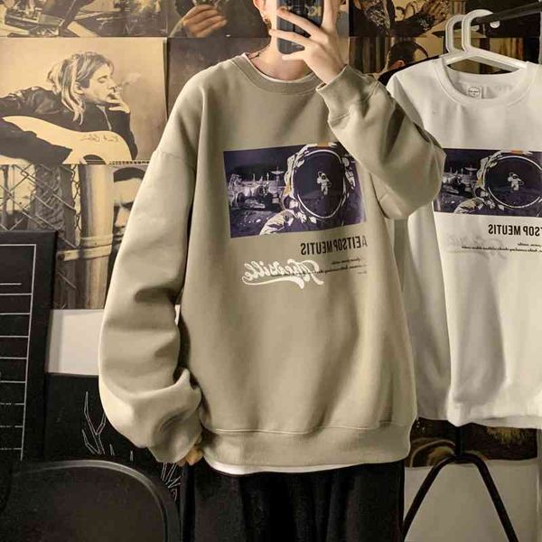 

middle school student's 2021 spring new fashion printed large round collar men's sweater, Black