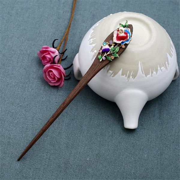 

hair clips & barrettes natural wood hairpin ornaments for women rose flowers sticks bride wedding accessories peacock hairclip jewelry, Golden;silver