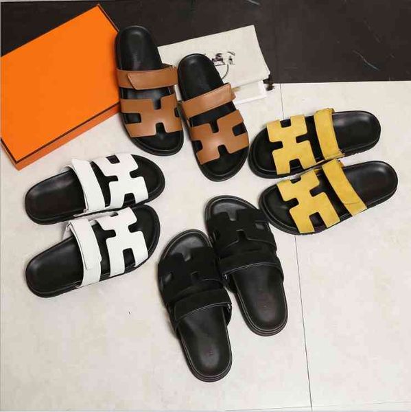 

80% off store online famous designer brand slippers natural leather ladies sandals fashion flat shoes, Black