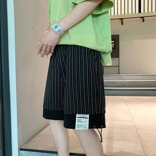 

men's shorts vertical striped men 2021 summer casual drawstring jogger loose plus size bermudas classic beach male sweatshorts, White;black