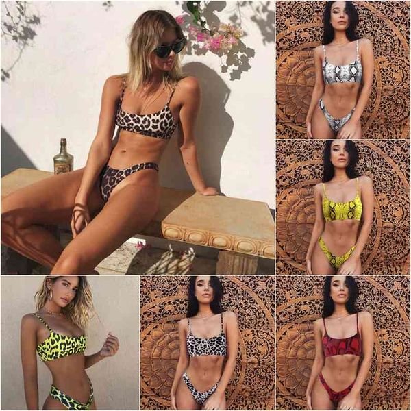 Snakeskin Bikini Donne Costumi da bagno Leopard S Sexy Biquini Swim Suita Suit Up Costume da bagno Swimsuit Femmina Beachwear Nuoto 210712