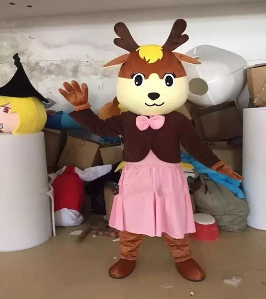 

deer mascot costume cartoon anime theme character christmas carnival party fancy costumes adults size outdoor outfit, Red;yellow