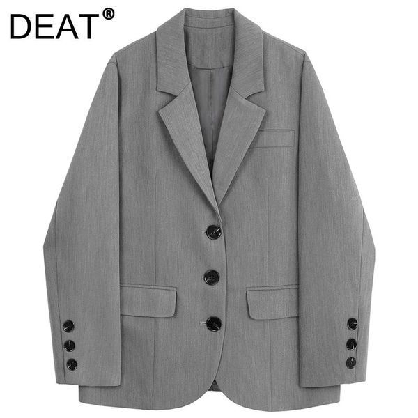 

women's suits & blazers [deat] 2021 spring autumn fashion tide coat single-breasted solid color long sleeve temperament loose blazer wo, White;black
