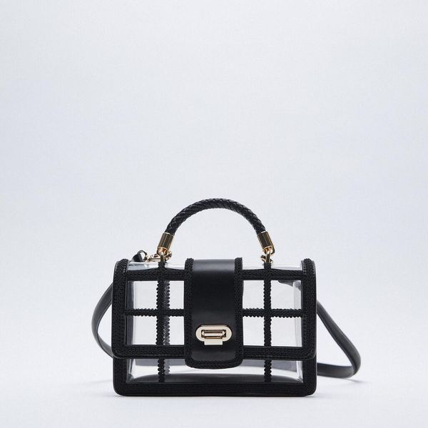 

fashion trend jelly transparent women solid crossbody handbag pvc pu leather zipper composite s chain shoulder strap bag c0508