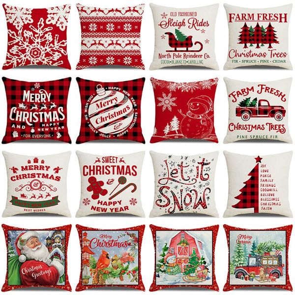 

cushion/decorative pillow cushion cover christmas farmhouse decoration case square linen seat chair car lumbar 45x45cm