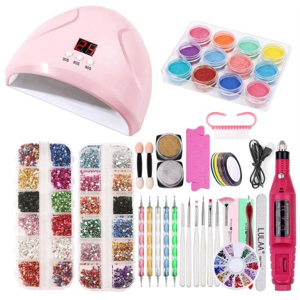 

nail art kits set uv led lamp dryer with gel polish kit soak off manicure tools electric drill for