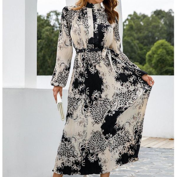 

casual dresses vanovich european women dress autumn 2022 pearl printing long-sleeved ladies fashion casaul clothing, Black;gray