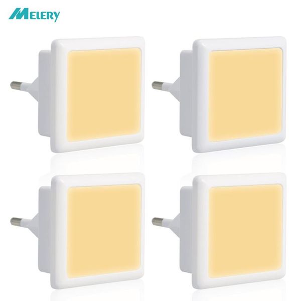 

night lights led light sensor 0.3w warm white 3000k 40lm eu plug socket lamp 230v children's bedside table home stairs aisle