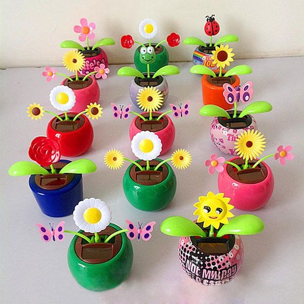 

decorative flowers & wreaths solar apple flower swing dolls toy automatic sunflowers car interior decorations