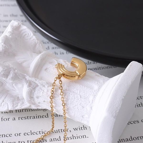 

pendant necklaces c shape moon necklace for women titanium steel girl teen ins french clavicle choker chain jewelry 2021 trendy collier whol, Silver